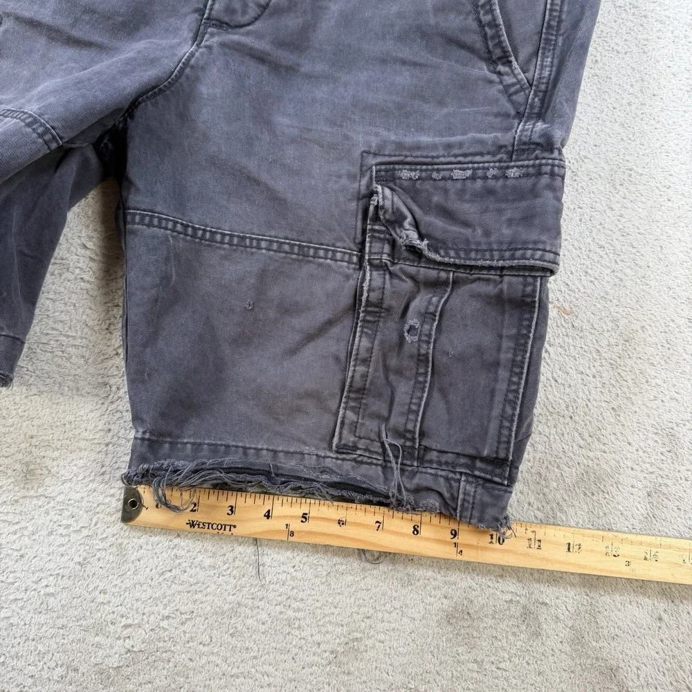 Abercrombie & Fitch Shorts Mens 31 Black Faded Cargo Drawstring Distressed Y2K